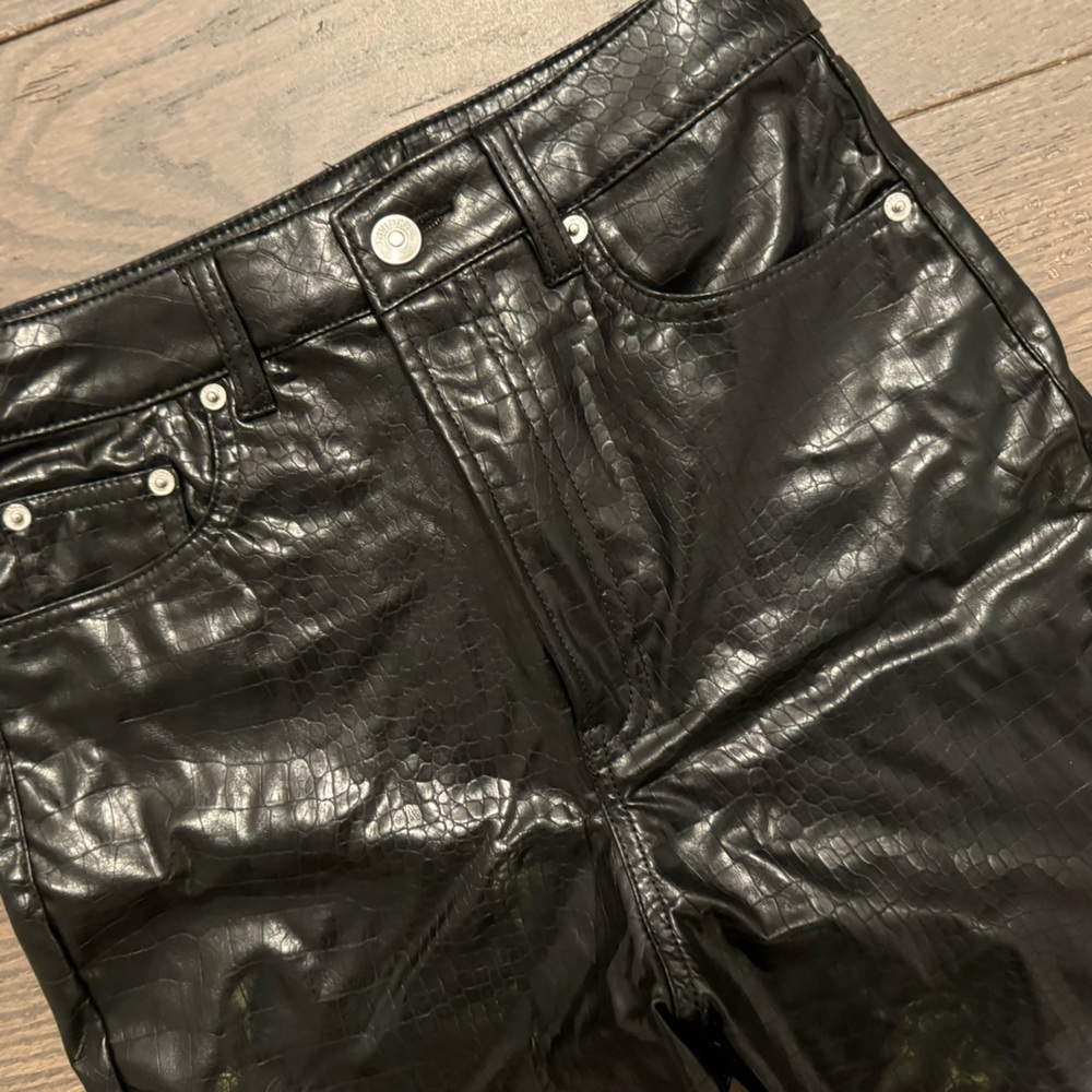 Black croc style leather pants